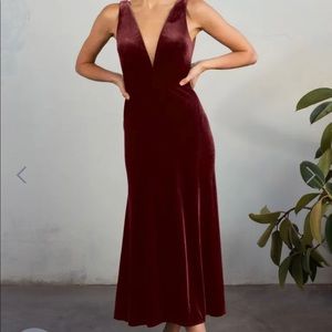 Jenny Yoo Lori Velvet bridesmaid dress in Dark Berry